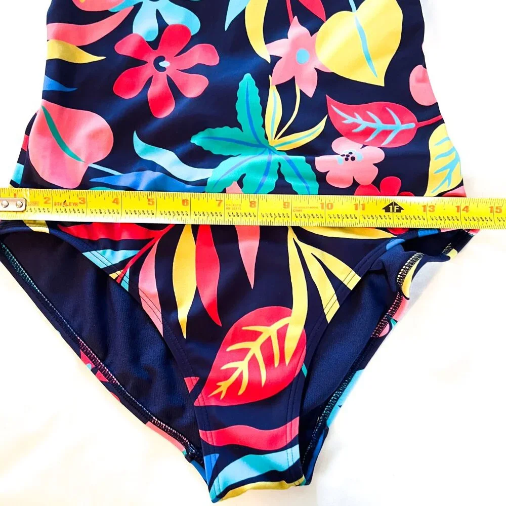 Boden low back twist braid swimsuit Blue size 4